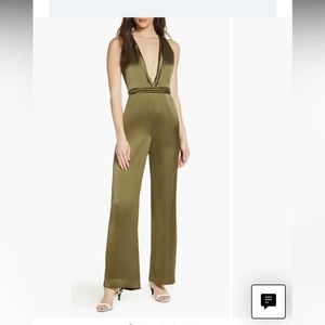 NWT Lucine Wide Leg Satin Jumpsuit